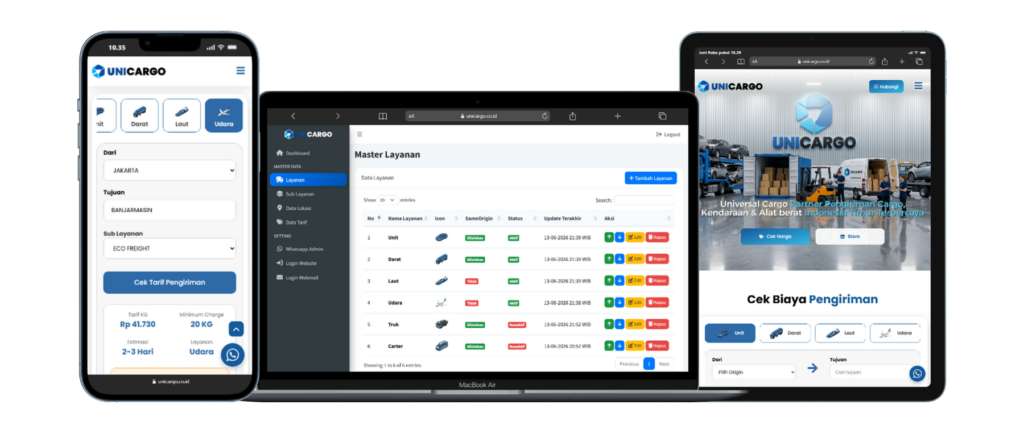 Cahayaweb adalah jasa pembuatan website logistik dan cargo. Dengan sistem lengkap mulai dari cek ongkir dan cek resi, terpercaya.